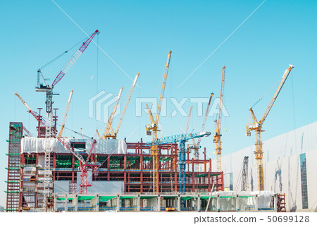 Construction site with tower crane 50699128