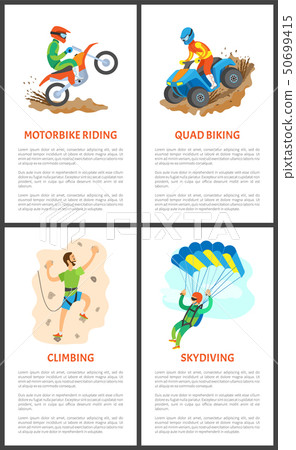 Motorbike and Wall Climbing, Skydiver Poster Set Motorbike and Wall Climbing, Skydiver Poster Set 50699415