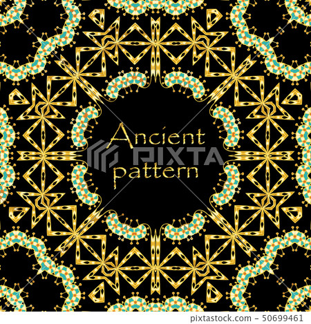 Geometrical abstract vector seamless art deco pattern from gold hand drawn elements, Eskimo ethnic 50699461