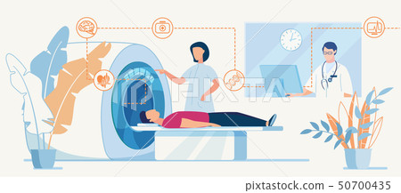 Ct Or Mri Diagnosis In Clinic Flat Banner Template Stock