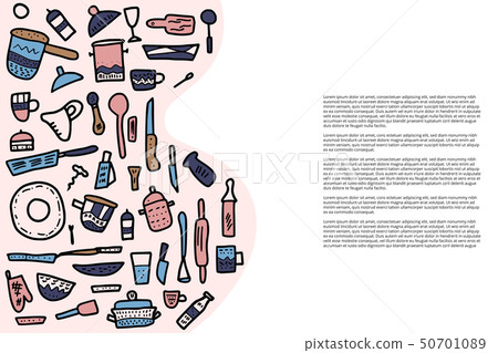 Set of vector kitchen equipments in doodle style. Set of vector kitchen equipments in doodle style. 50701089