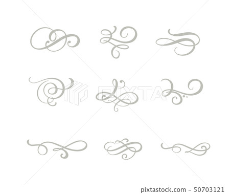 Vector set of floral calligraphic elements, dividers and flourish ornaments for page decoration and 50703121