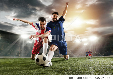 Football or soccer players colored in United Kingdom and European Unity flags Football or soccer players colored in United Kingdom and European Unity flags 50703428