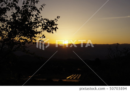 Sunset from the top of Iida city, Nagano prefecture 50703894