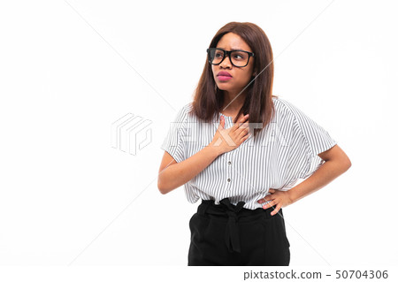 portrait of african expresive young girl possing on background 50704306