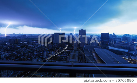 Lightning to the downtown area / thunderbolt lightning at Tokyo Lightning to the downtown area / thunderbolt lightning at Tokyo 50705090