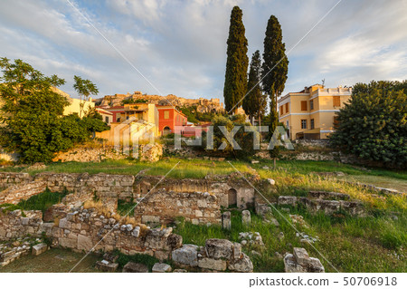 Remains of ancient Athens and Acropolis. 50706918