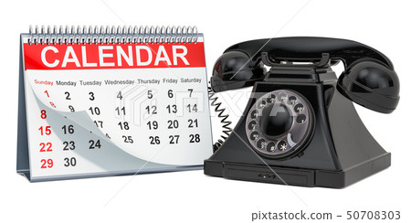 Desk calendar with phone, 3D rendering Desk calendar with phone, 3D rendering 50708303