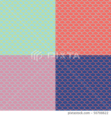 Set of mermaid tail seamless patterns Set of mermaid tail seamless patterns 50708622
