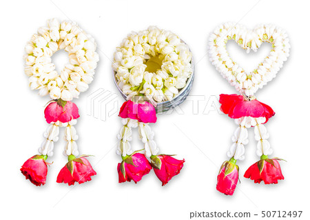 Jasmine Garland on White Background. Jasmine Garland on White Background. 50712497