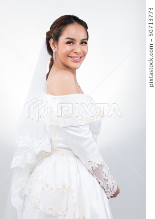 Lovely Asian Beautiful Woman bride white wedding Lovely Asian Beautiful Woman bride white wedding 50713773