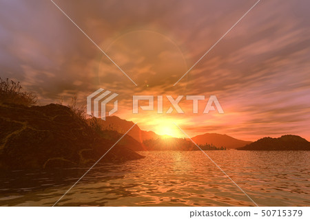 CG sunset and sea variation 27 50715379