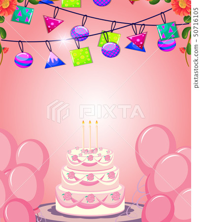 Cake on pink birthday card Cake on pink birthday card 50716105