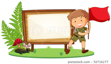 Boy scout on wooden board 50716277