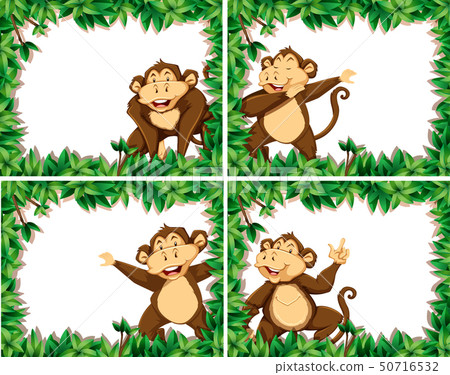 Set of monkeys in nature frames Set of monkeys in nature frames 50716532