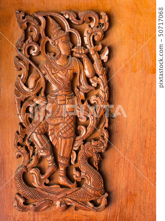 pattern of traditional thai style carved on wood 50717068