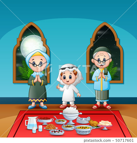 Muslim family celebrating iftar party Muslim family celebrating iftar party 50717601
