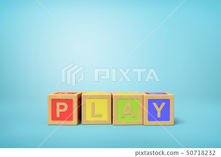 3d rendering of alphabet toy blocks on blue... - Stock Illustration ...