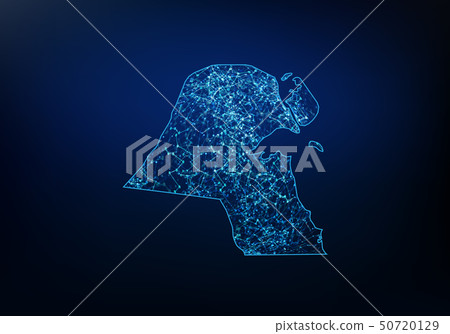 Abstract of kuwait map network, internet and 50720129