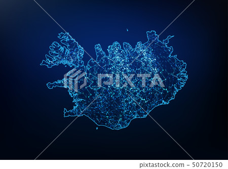 Abstract of iceland map network, internet and - Stock Illustration ...