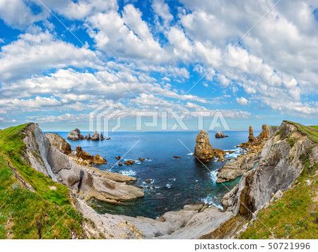 Arnia Beach, Spain. Atlantic Ocean coastline lands 50721996
