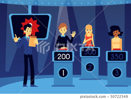 Vector flat erudite TV quiz show people 50722549