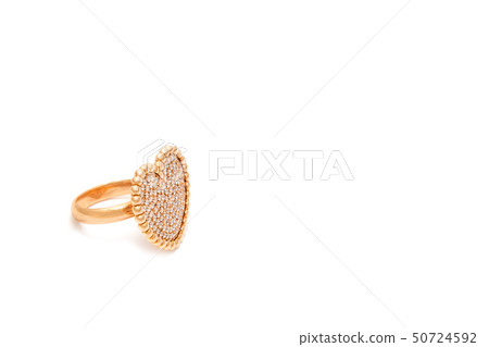Diamond ring isolated on white background. Ring with diamonds in shape of heart. Luxury jewelry Diamond ring isolated on white background. Ring with diamonds in shape of heart. Luxury jewelry 50724592