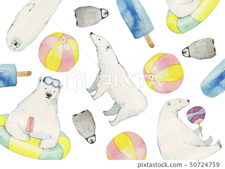 Summer background textile animal watercolor illustration Summer background textile animal watercolor illustration 50724759