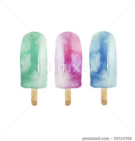 Summer popsicle ice watercolor illustration Summer popsicle ice watercolor illustration 50724760