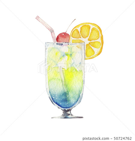 Summer tropical drink cocktail watercolor illustration 50724762