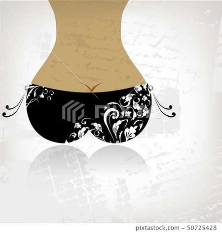 Bikini bottom on grunge background, view back Bikini bottom on grunge background, view back 50725428