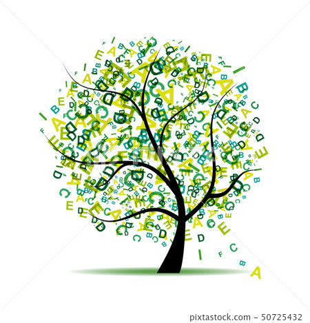 Art tree with letters green for your design Art tree with letters green for your design 50725432