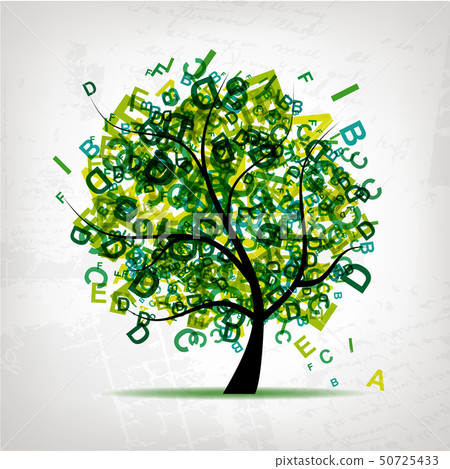 Art tree with letters green for your design Art tree with letters green for your design 50725433