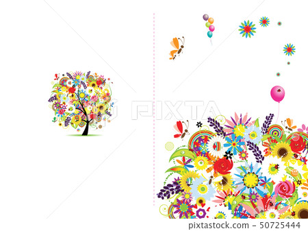 Cover of gift card, floral frame with place for Cover of gift card, floral frame with place for 50725444