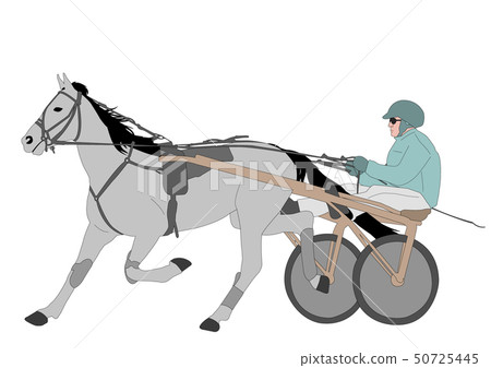 horse and jockey harness racing color illustration horse and jockey harness racing color illustration 50725445