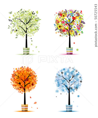 8x10 Spring Winter Four Seasons Paintings Summer Fall Acrylic Painting ...