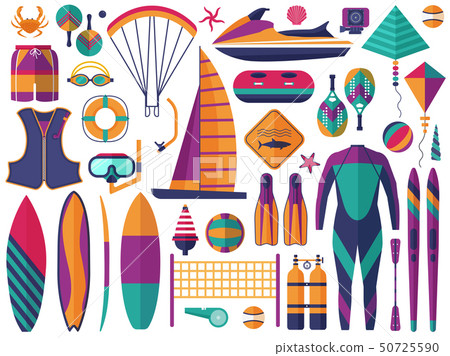 Beach Water Sports Icons Set Beach Water Sports Icons Set 50725590