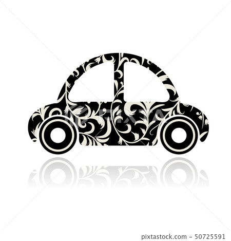 Vintage black car with floral ornament for your Vintage black car with floral ornament for your 50725591