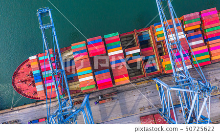 Container ship loading and unloading in deep sea 50725622