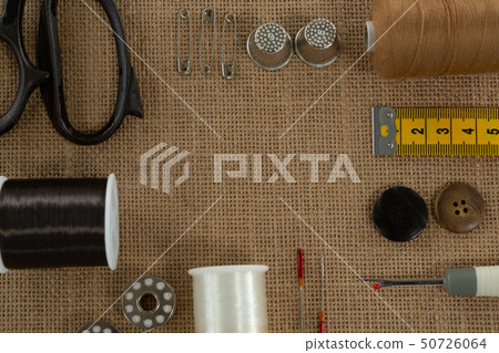 Various equipments arranged on textile Various equipments arranged on textile 50726064