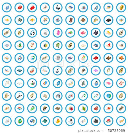 100 advertising icons set, isometric 3d style - Stock Illustration ...