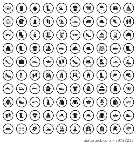 100 clothing and accessories icons set 50728235