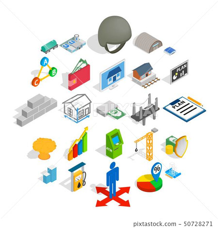 Calculation of finance icons set, isometric style Calculation of finance icons set, isometric style 50728271