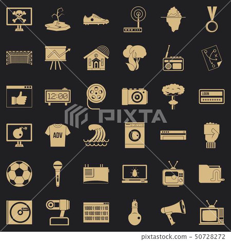 TV icons set, simple style TV icons set, simple style 50728272