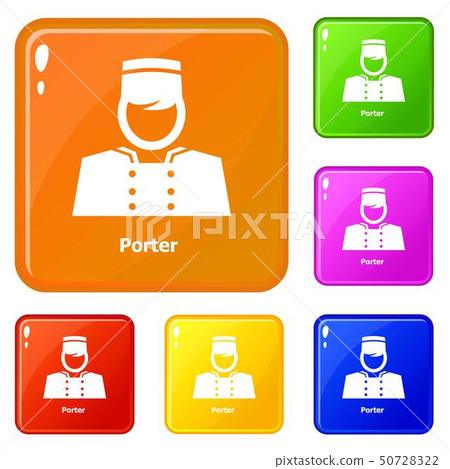 Porter icons set vector color 50728322