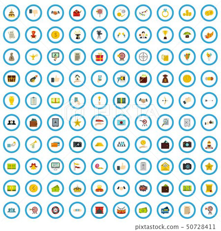 100 award icons set, flat style 100 award icons set, flat style 50728411
