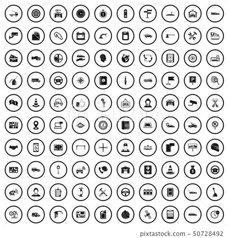 100 auto service center icons set, simple style 100 auto service center icons set, simple style 50728492