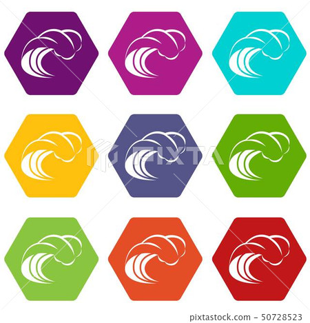 Wave with foam icons set 9 vector Wave with foam icons set 9 vector 50728523