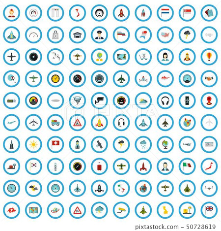 100 air service icons set, flat style 100 air service icons set, flat style 50728619
