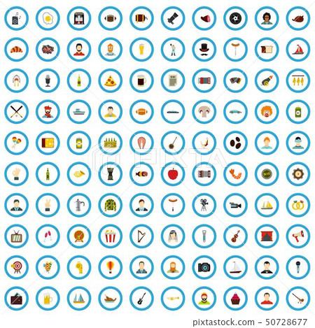 100 bachelor icons set, flat style 100 bachelor icons set, flat style 50728677
